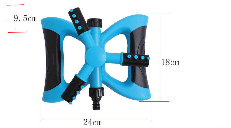 Irrigation bridge sprinkler for lawn care, ensuring thorough coverage and water efficiency.