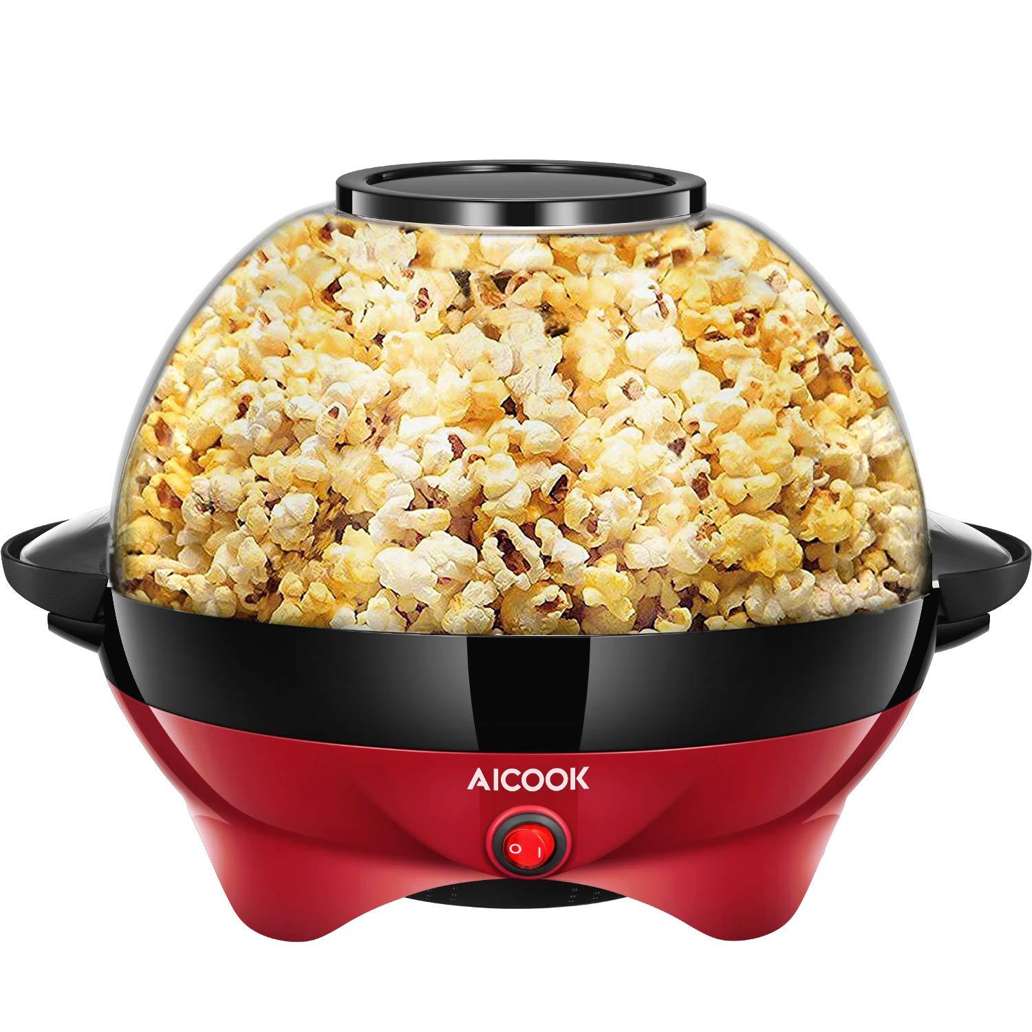 Electric popcorn popper machine, designed for quick and easy popcorn popping with a simple push-button operation.