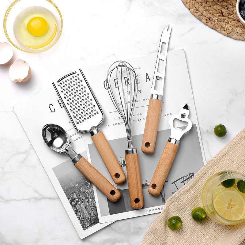 Innovative kitchen gadget with a comfortable wooden handle, ideal for enhancing your cooking experience.