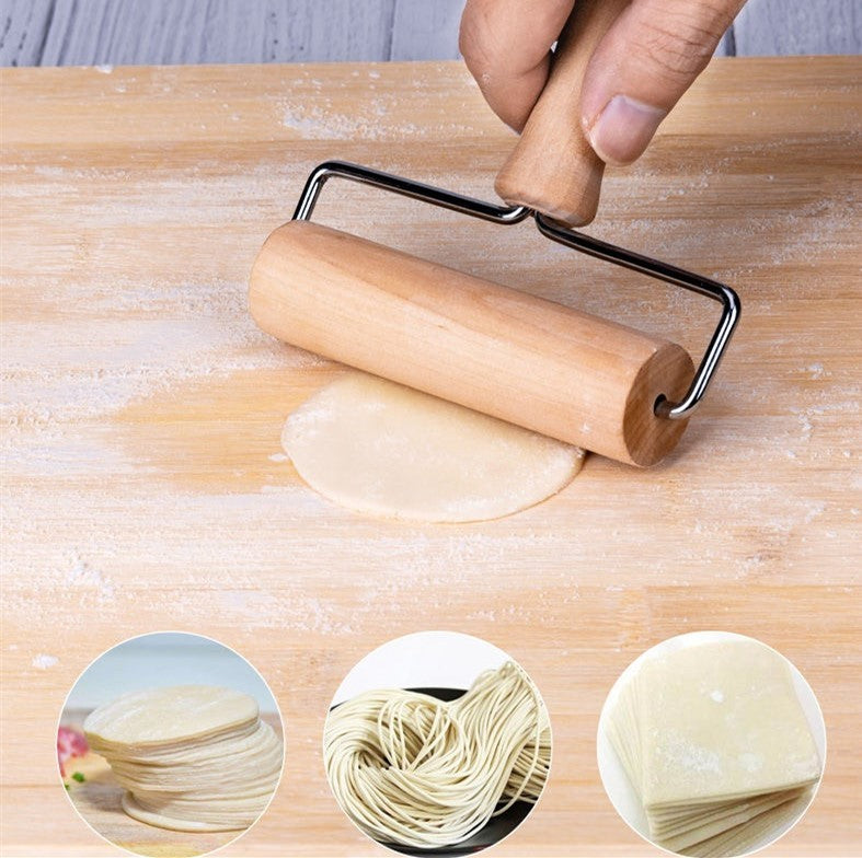 Durable rolling pin with flour stick feature, designed for easy dough rolling and consistent flour application.