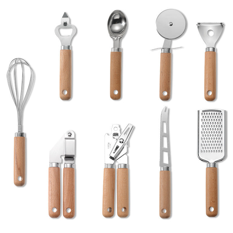 Unique kitchen gadget with a wooden handle, offering both creative design and ergonomic usability.