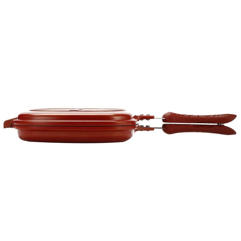 Korean-style square baking pan, double-sided for versatile use, great for grilling, frying, and baking.
