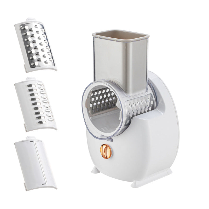 Electric vegetable slicer with multifunctional features for slicing, shredding, and chopping potatoes and carrots, enhancing your kitchen efficiency.
