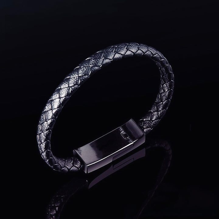 Sleek charging bracelet, providing both a fashionable accessory and a portable power source.