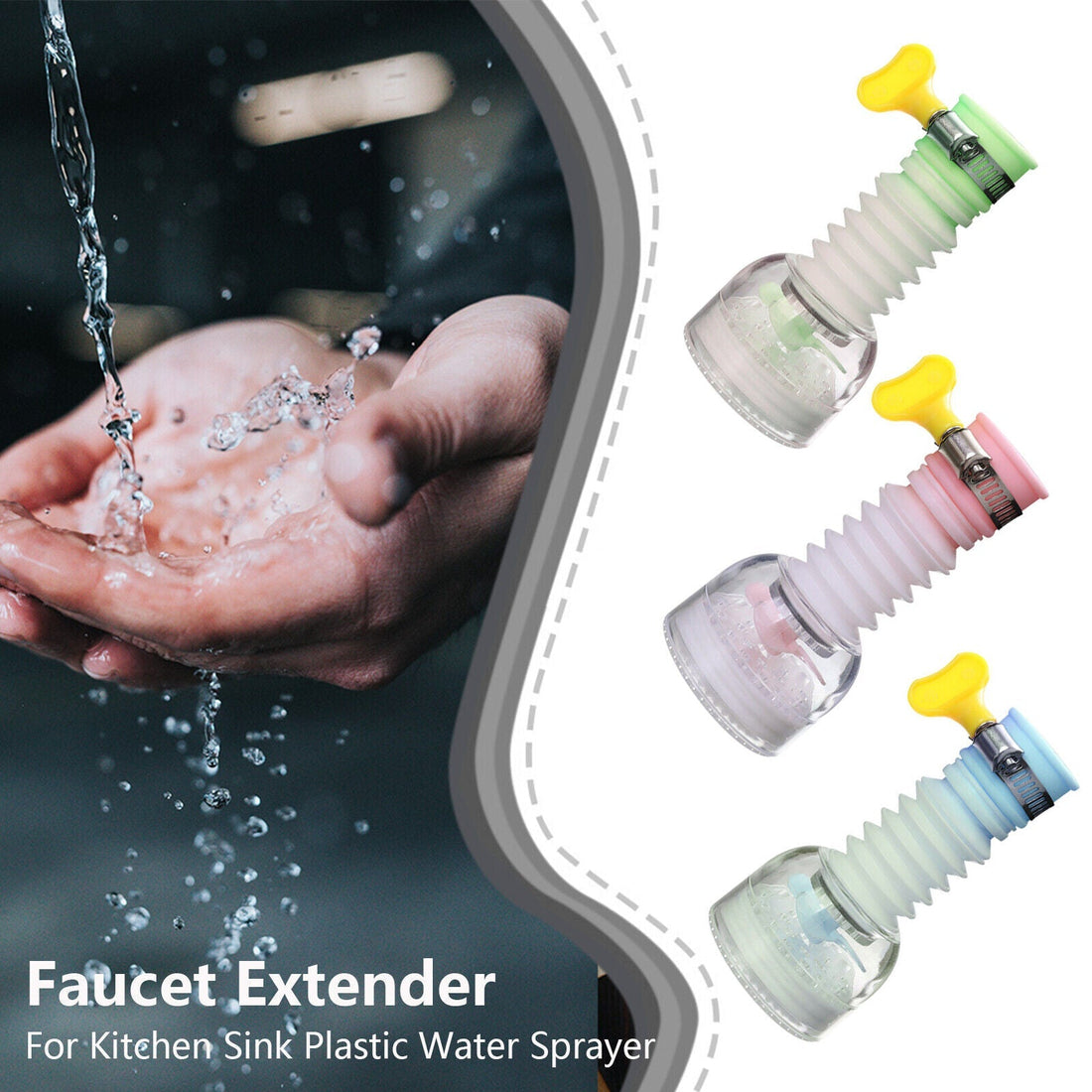 360-rotation kitchen sink faucet extenders with flexible arms, allowing for adjustable and precise water flow, enhancing convenience and reach in the sink.