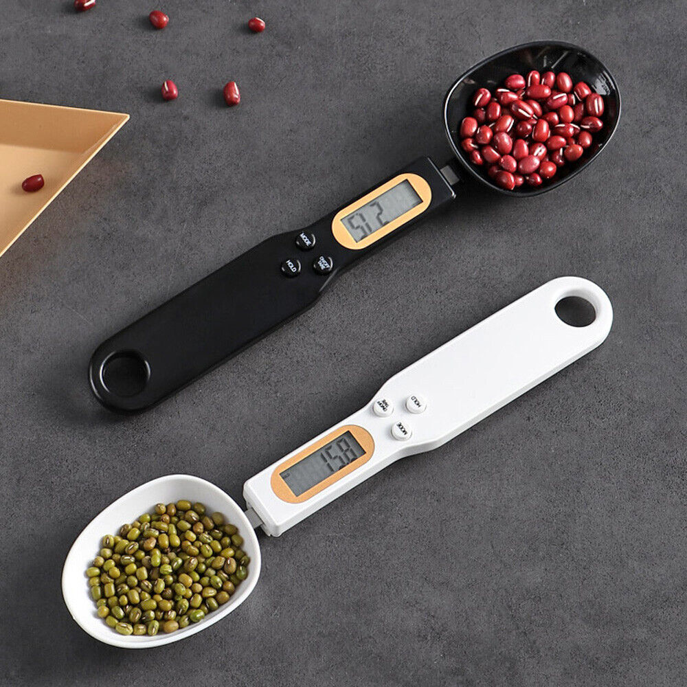 LCD digital kitchen scale spoon featuring a clear LCD display, perfect for measuring spices, powders, and liquids with high precision, compact and easy to use.