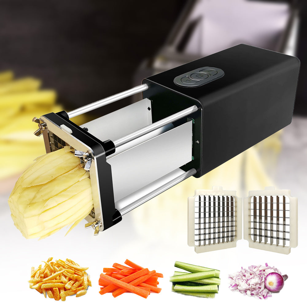Multifunctional stainless steel potato slicer, electric chip cutter for making French fries and potato slices easily.